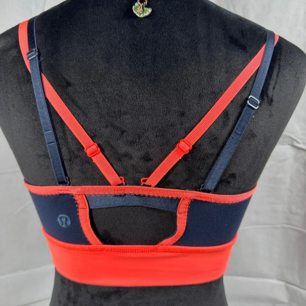 Lululemon Womens Medium Navy Orange Strappy Sports Bra